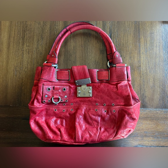 Juicy Couture Handbags - Juicy Couture Distressed Ted Supple Dark Red Leather Bag